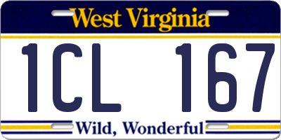 WV license plate 1CL167