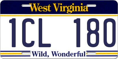 WV license plate 1CL180