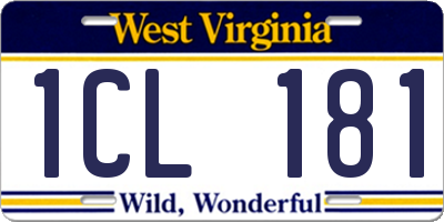 WV license plate 1CL181