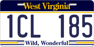 WV license plate 1CL185
