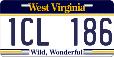 WV license plate 1CL186