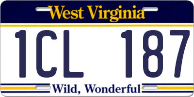 WV license plate 1CL187