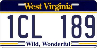 WV license plate 1CL189