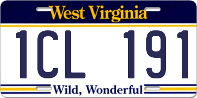 WV license plate 1CL191