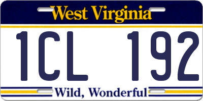 WV license plate 1CL192