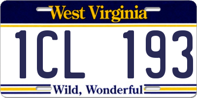 WV license plate 1CL193
