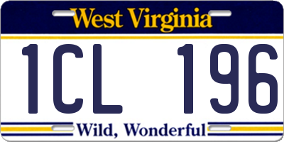 WV license plate 1CL196