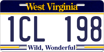 WV license plate 1CL198