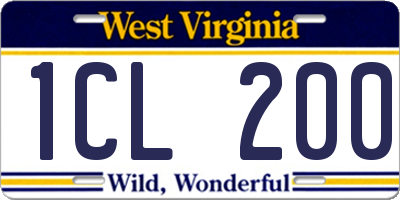 WV license plate 1CL200