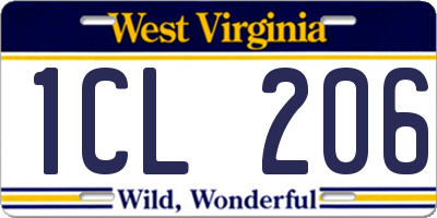 WV license plate 1CL206