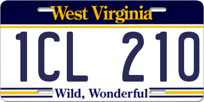 WV license plate 1CL210