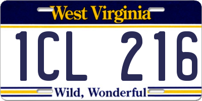WV license plate 1CL216