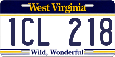 WV license plate 1CL218