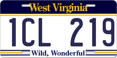 WV license plate 1CL219