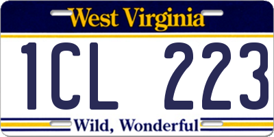 WV license plate 1CL223