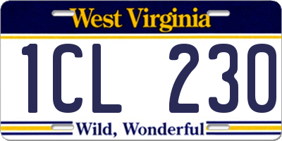 WV license plate 1CL230