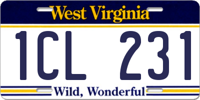 WV license plate 1CL231