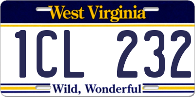 WV license plate 1CL232
