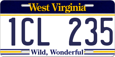WV license plate 1CL235