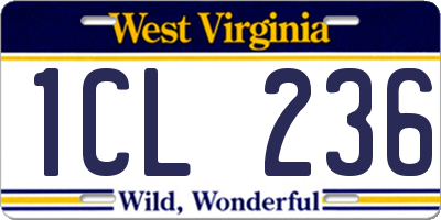 WV license plate 1CL236