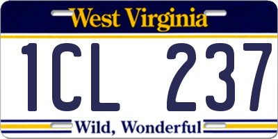 WV license plate 1CL237