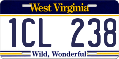 WV license plate 1CL238