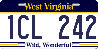 WV license plate 1CL242