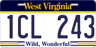 WV license plate 1CL243
