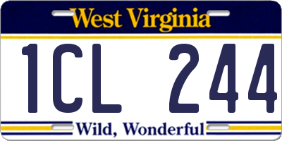 WV license plate 1CL244
