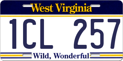 WV license plate 1CL257