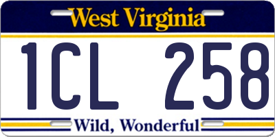 WV license plate 1CL258