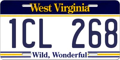 WV license plate 1CL268