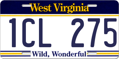 WV license plate 1CL275