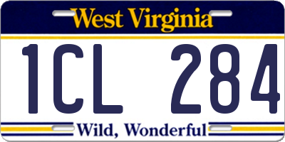 WV license plate 1CL284