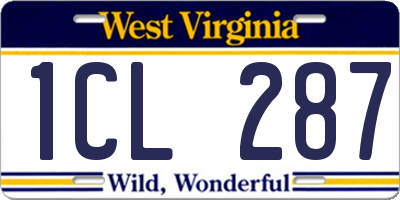 WV license plate 1CL287