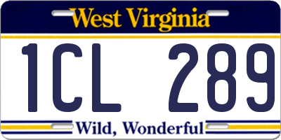 WV license plate 1CL289