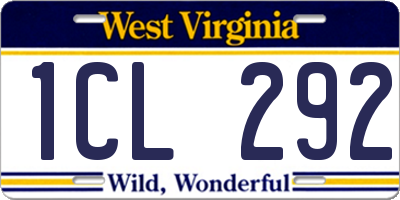 WV license plate 1CL292