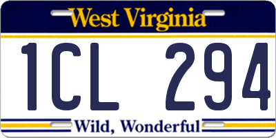 WV license plate 1CL294