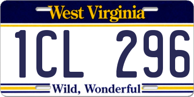 WV license plate 1CL296