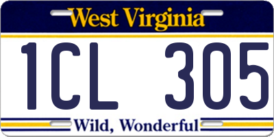 WV license plate 1CL305