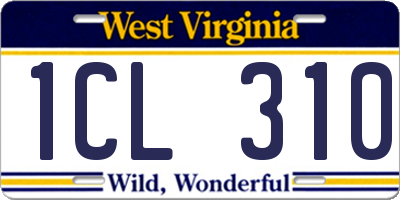 WV license plate 1CL310