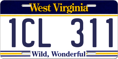 WV license plate 1CL311