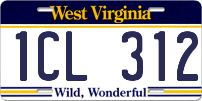WV license plate 1CL312