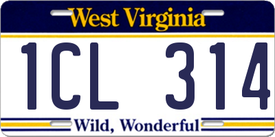 WV license plate 1CL314