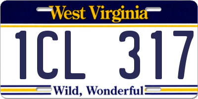 WV license plate 1CL317