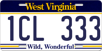 WV license plate 1CL333