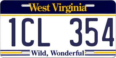 WV license plate 1CL354