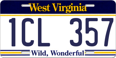 WV license plate 1CL357