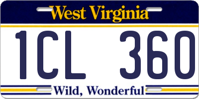 WV license plate 1CL360