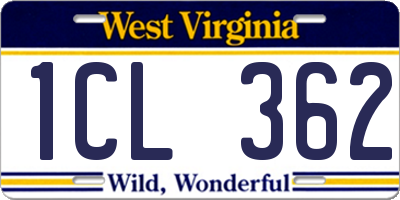 WV license plate 1CL362